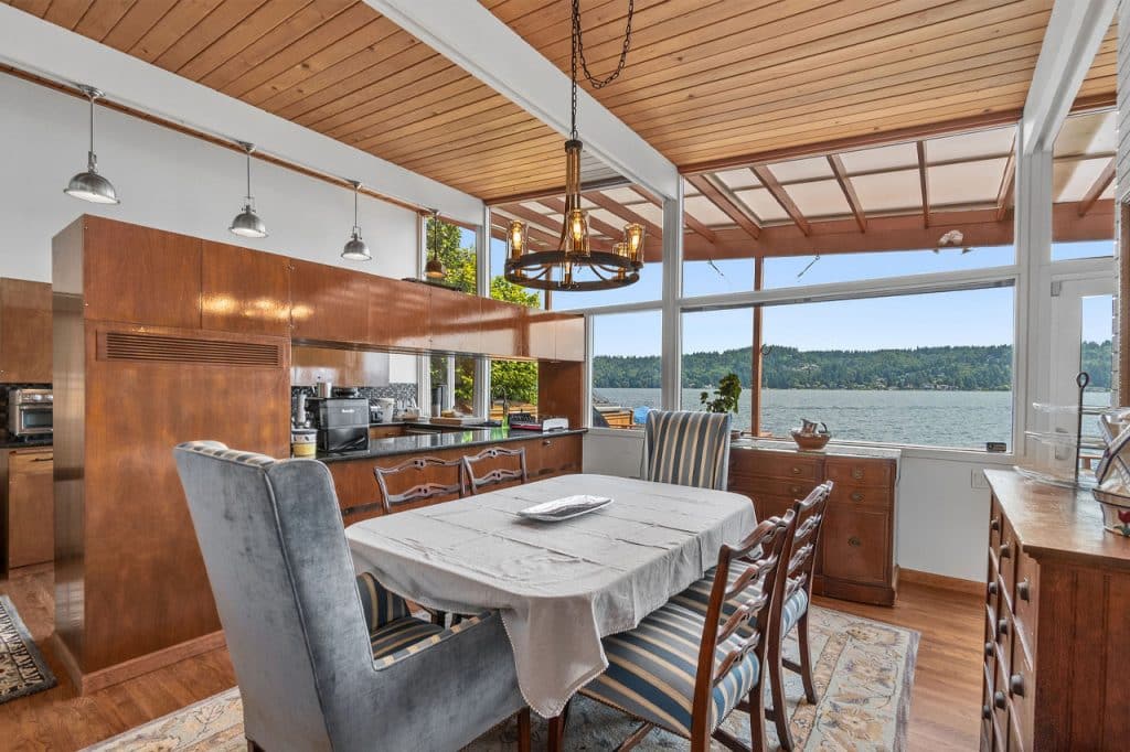 Freshly painted kitchen cabinets and countertop in a Bellevue area home
